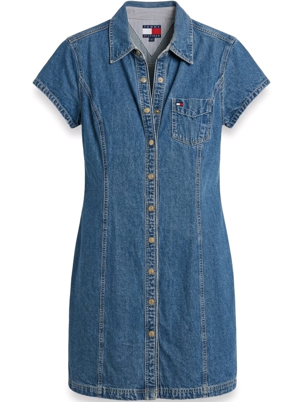Tommy Hilfiger Denim Button-Front Shirt Dress - Blue Size 14